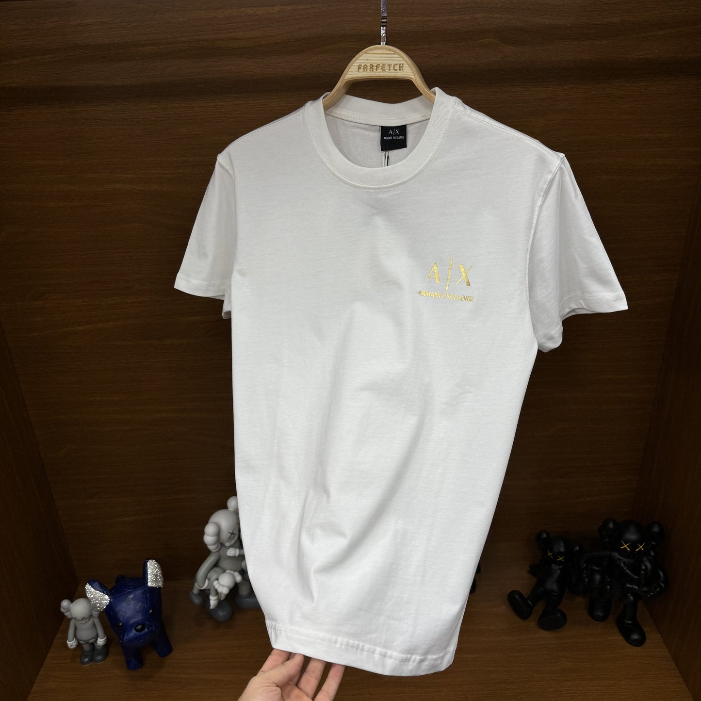 Armani Exchange Gold Baskı T-Shirt Beyaz