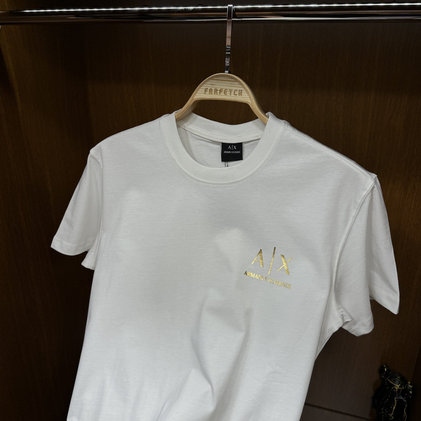 Armani Exchange Gold Baskı T-Shirt Beyaz