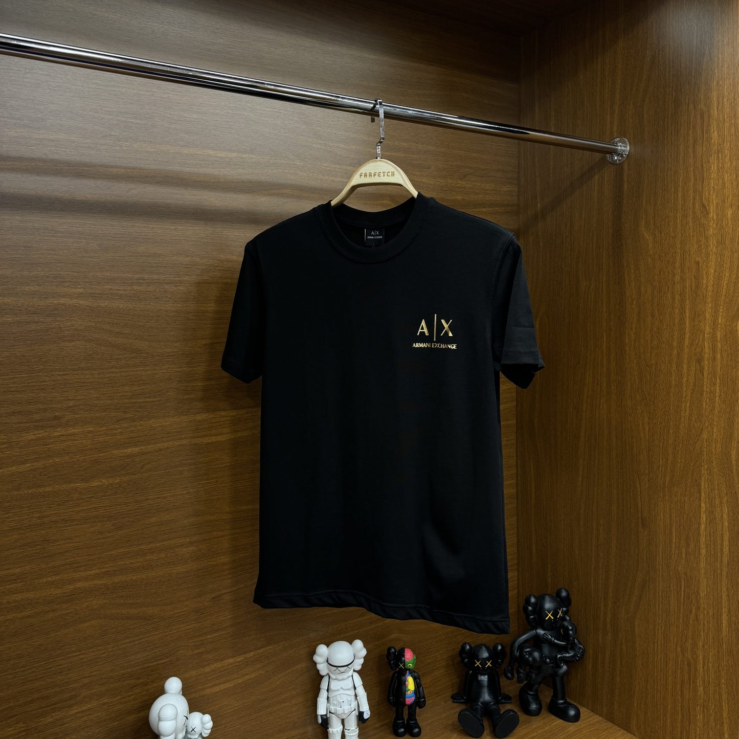 Armani Exchange Gold Logo T-Shirt Siyah