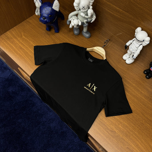 Armani Exchange Gold Logo T-Shirt Siyah