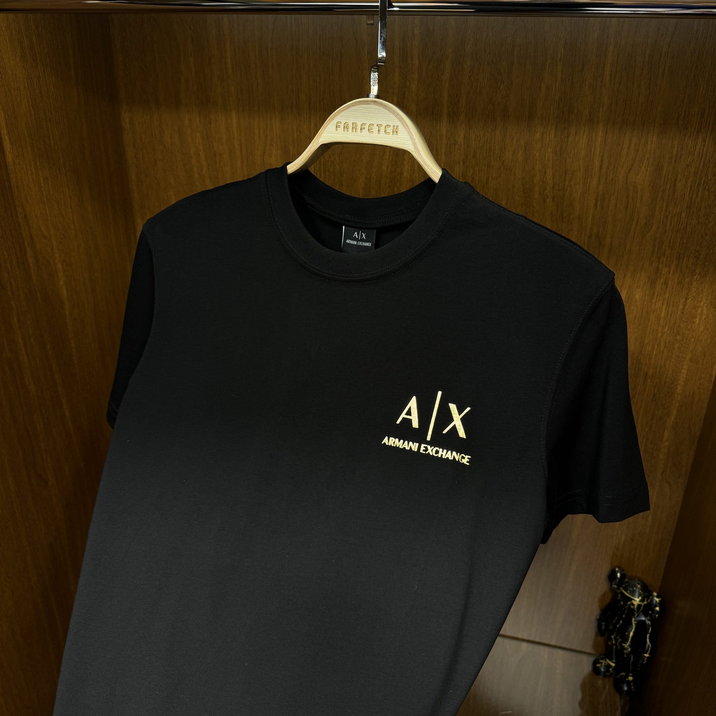 Armani Exchange Gold Logo T-Shirt Siyah