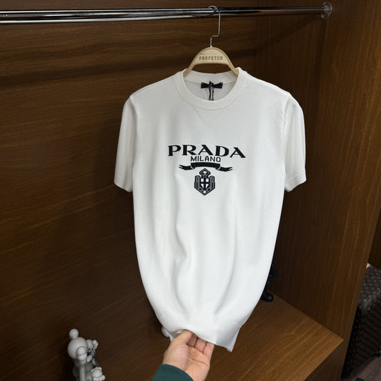 Prada Örme Triko T-Shirt Beyaz