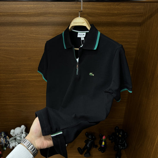 Lacoste Yarım Fermuarlı Polo Yaka Tshirt Siyah