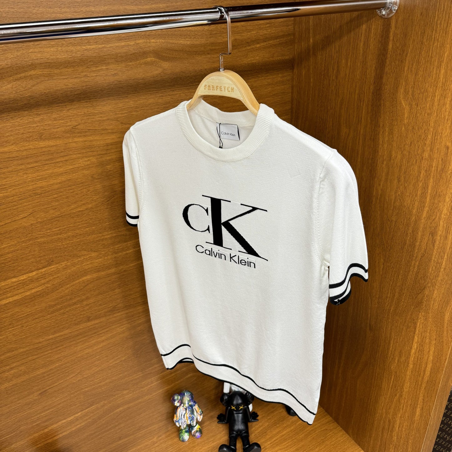 Calvin Klein Örme Triko T-Shirt Beyaz