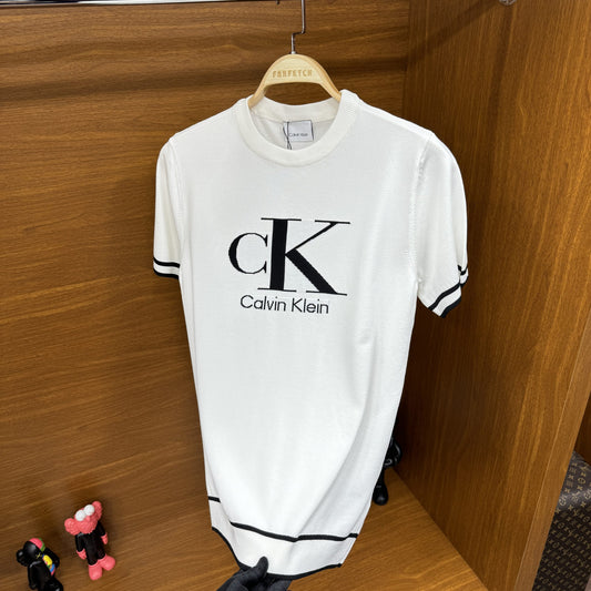 Calvin Klein Örme Triko T-Shirt Beyaz