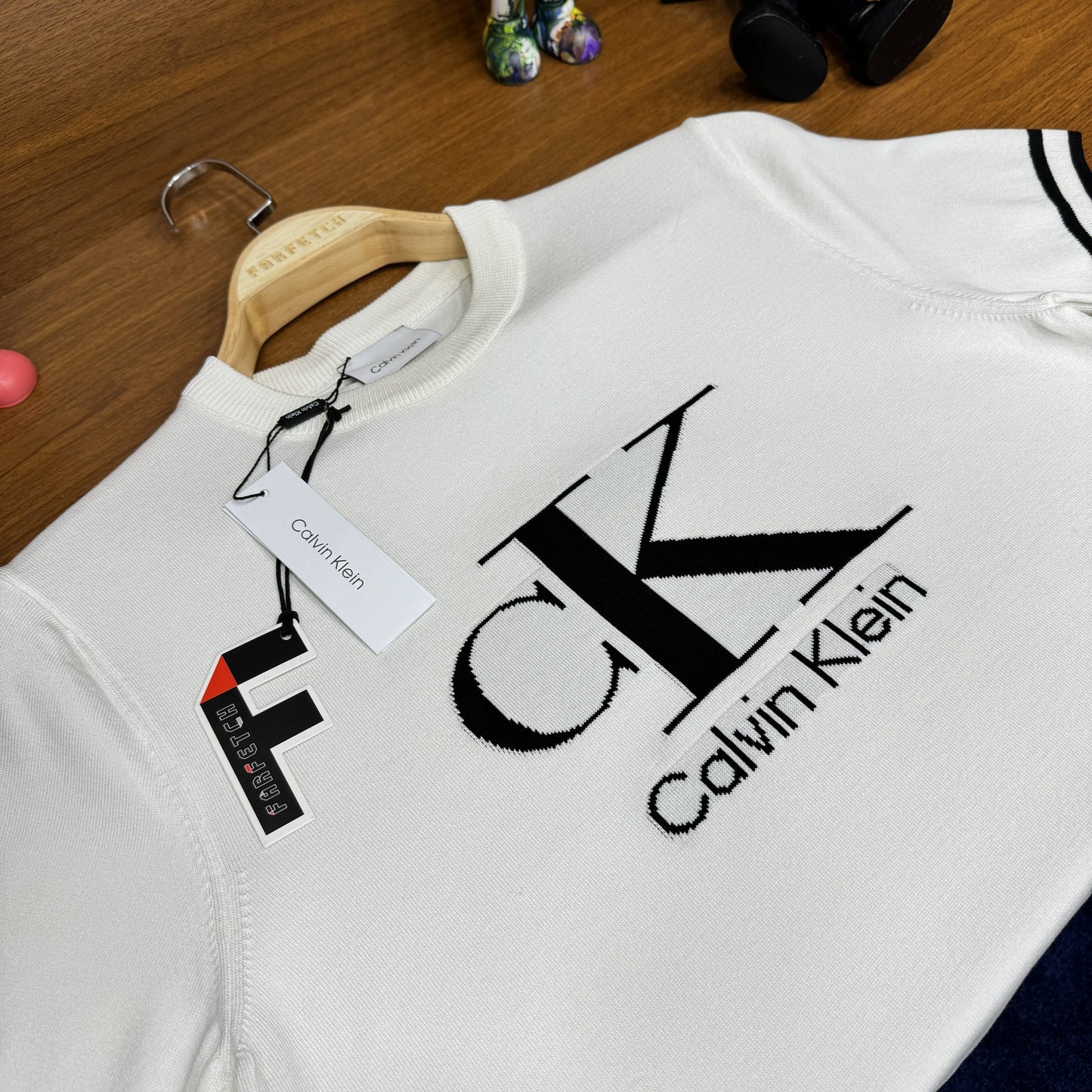 Calvin Klein Örme Triko T-Shirt Beyaz