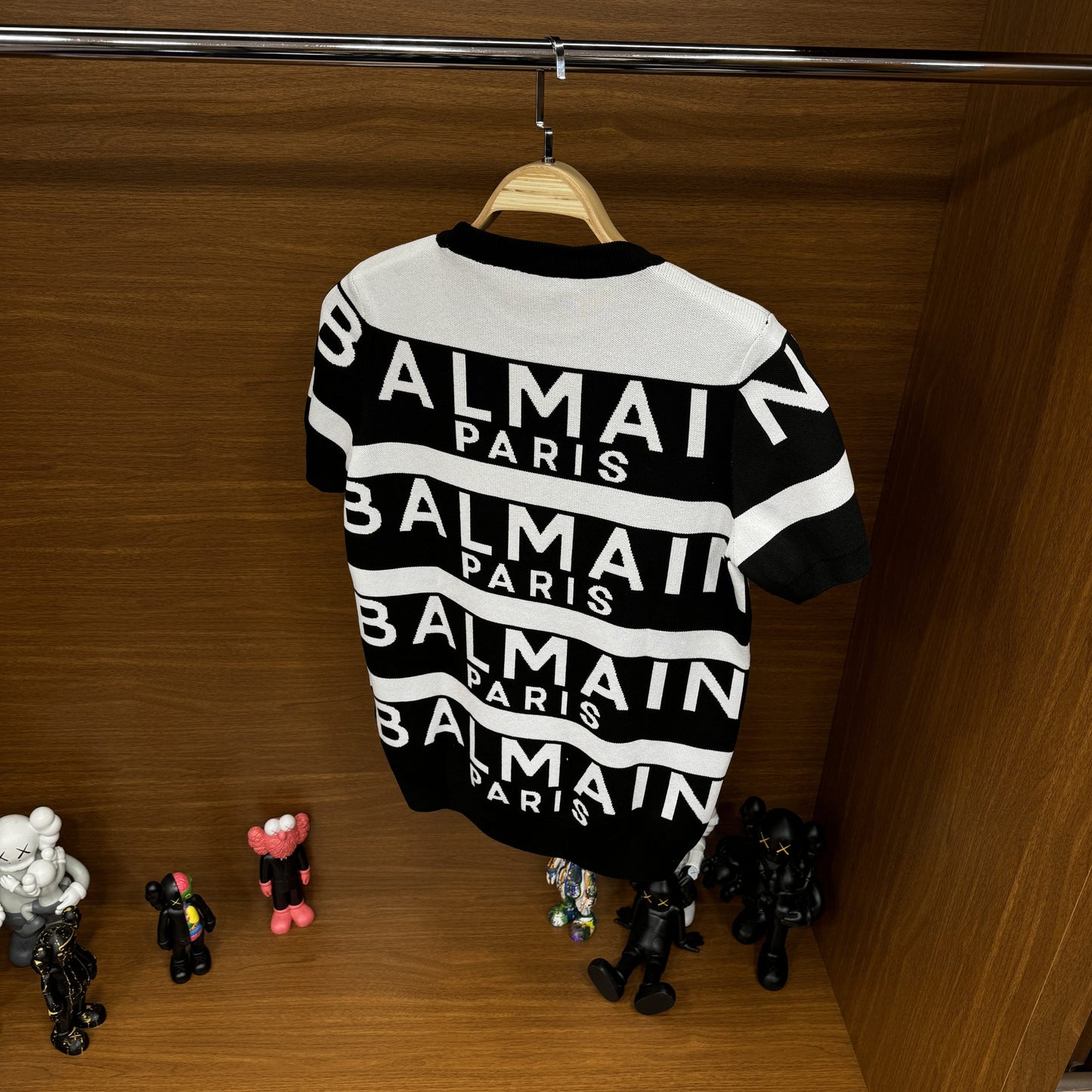 Balmain Premium Örme Triko Tshirt Siyah