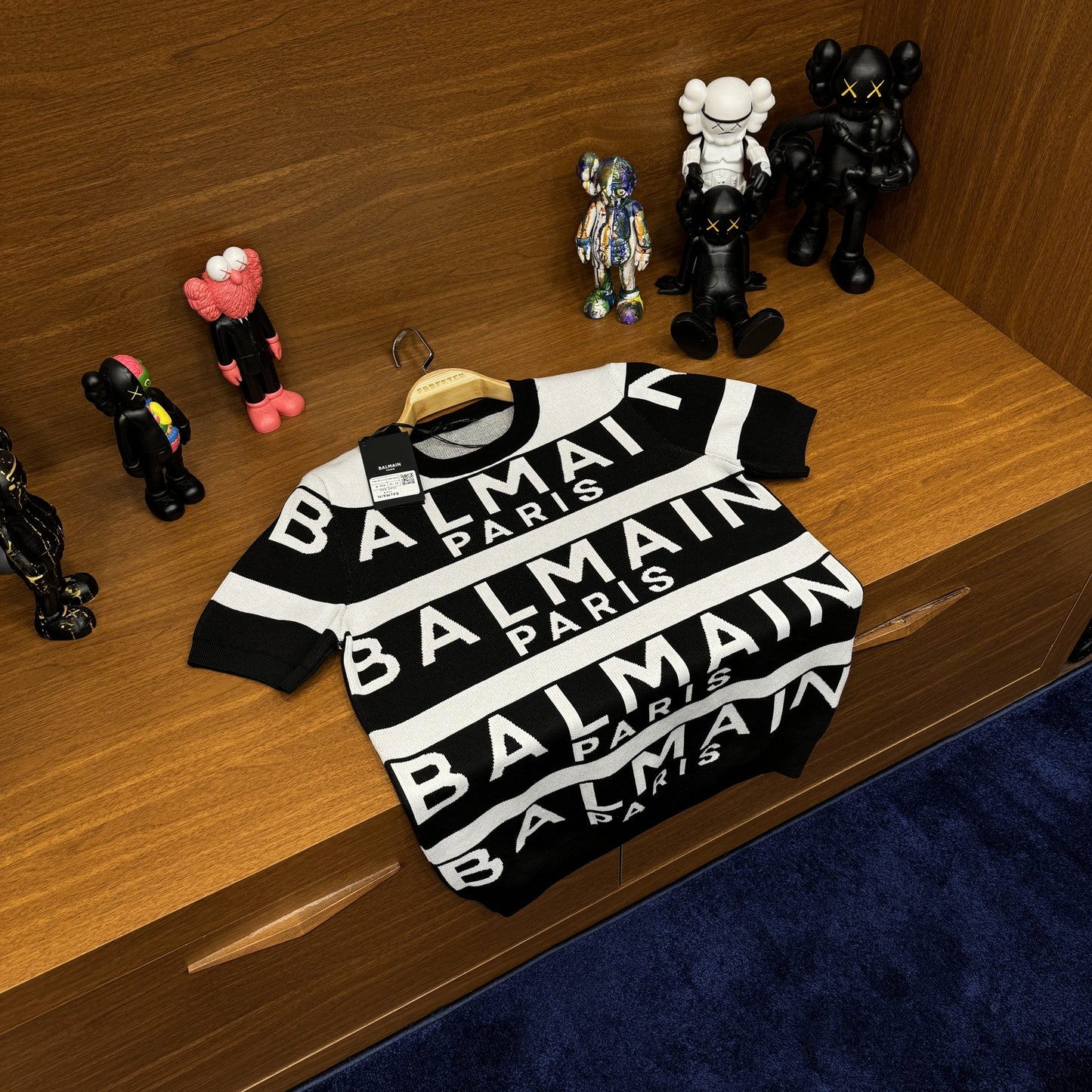 Balmain Premium Örme Triko Tshirt Siyah