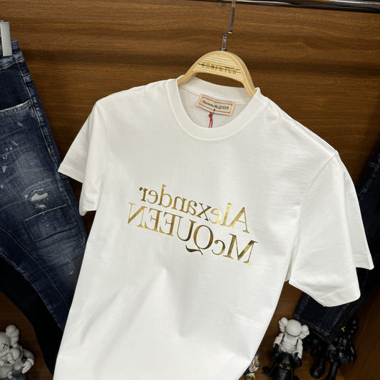 Alexander Mcqueen Gold Tshirt Beyaz