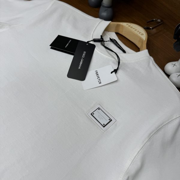 Dolce Gabbana Plaka Logo Premium Tshirt Beyaz - Görsel 4