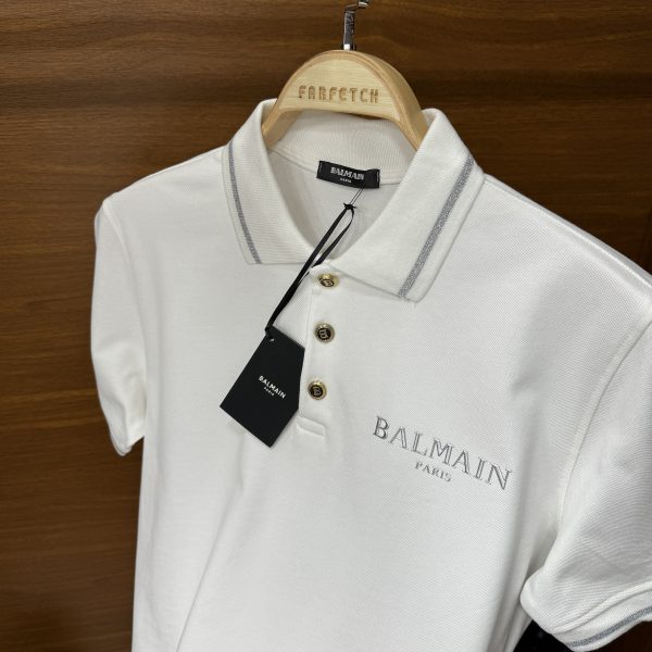 Balmain Silver Detay Polo Yaka Tshirt Beyaz - Görsel 5