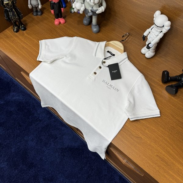 Balmain Silver Detay Polo Yaka Tshirt Beyaz - Görsel 6