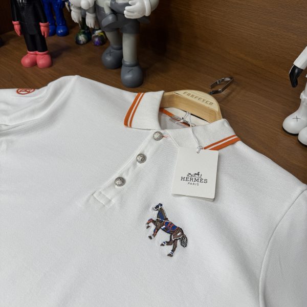 Hermes Polo Yaka Tshirt Beyaz - Görsel 5